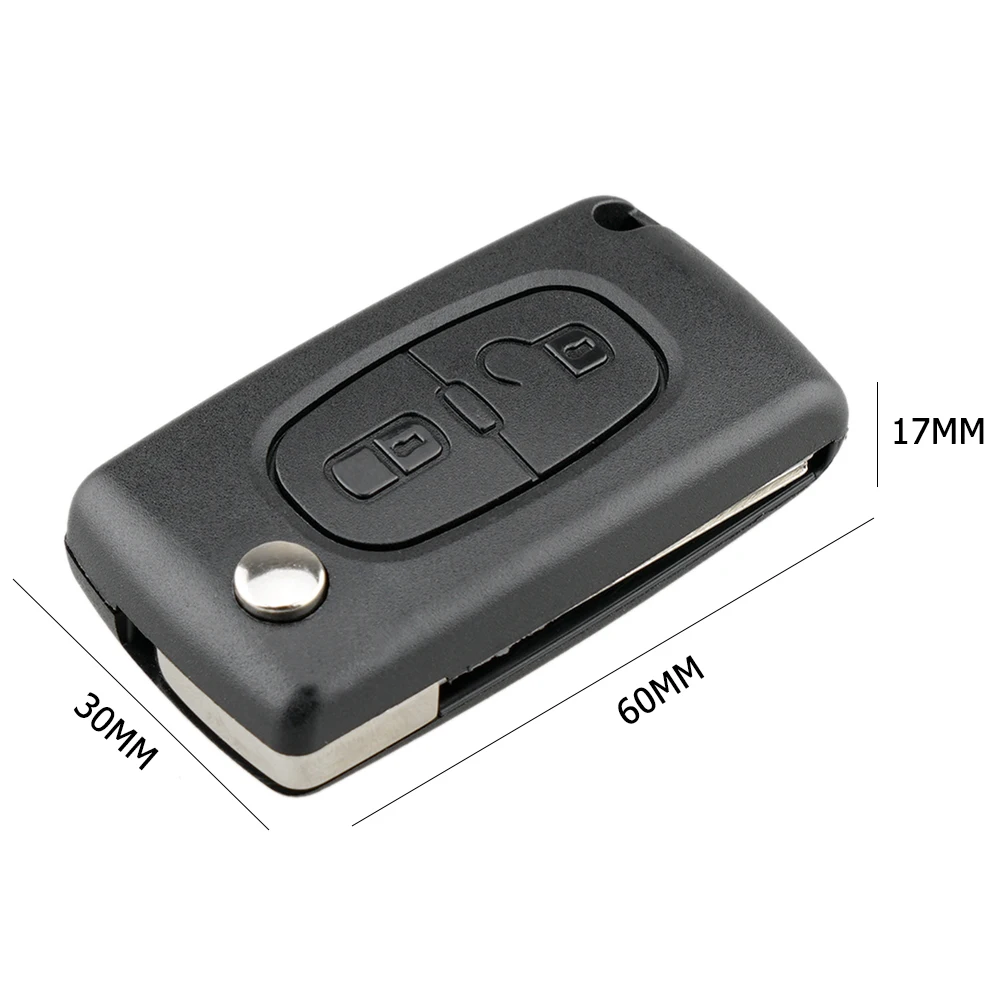 2 Buttons Flip Folding Key Case Replacement Flip Folding Remote Car Key Shell Black ABS for Peugeot 207 307 Car Accessories