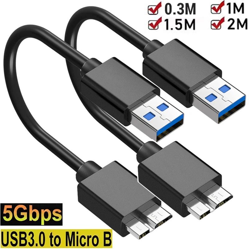 USB 3.0 Type A Male to USB Micro B Male Adapter Cable Data Sync Cable High Speed Transfer Cord for External Hard Drive Disk HDD