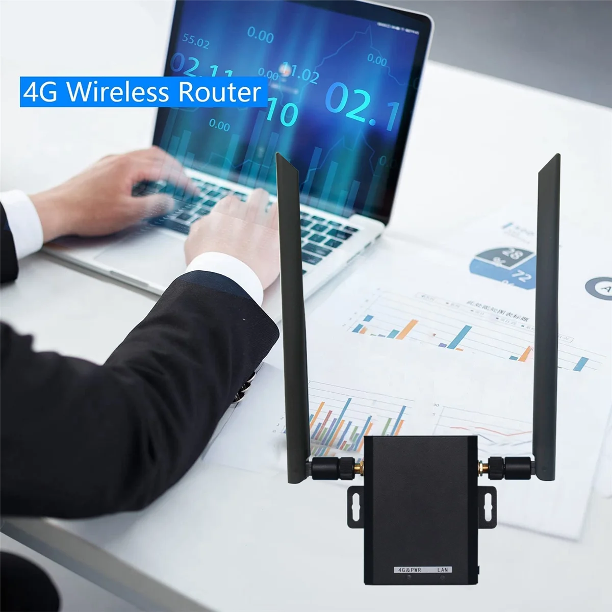 

H927 4G Industrial Grade Wireless Router 4G LTE CAT4 150Mbps SIM Slot WiFi Router Up to 16 Users with 2 SMA Antennas-EU