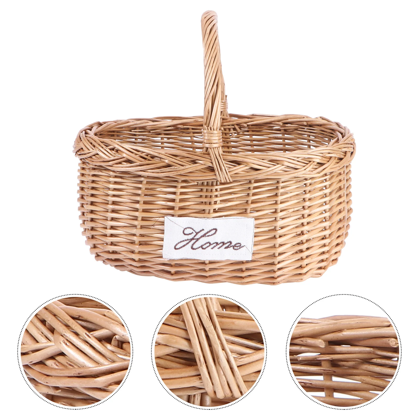 

Picnic Basket Creative Tote Basket Flower Container Willow Weaving Picnic Basket Portable Outdoor Fruit Storage Holder