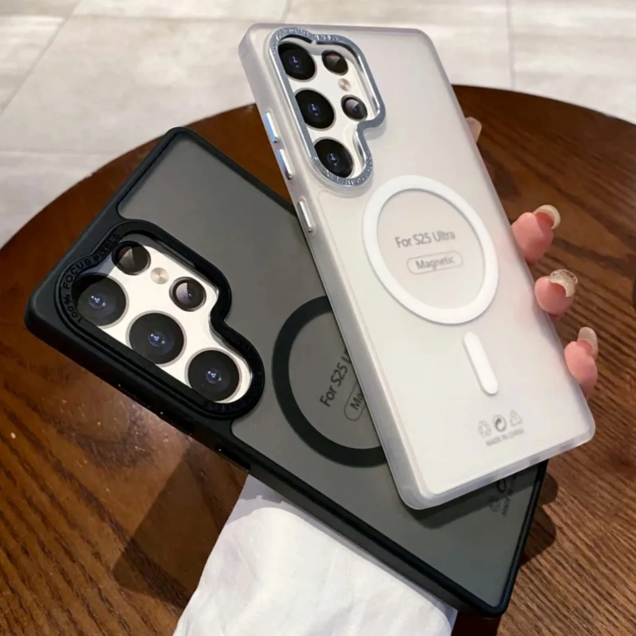 Luxury Matte Clear Magnetic Wireless Charging Shockproof Bumper Cover