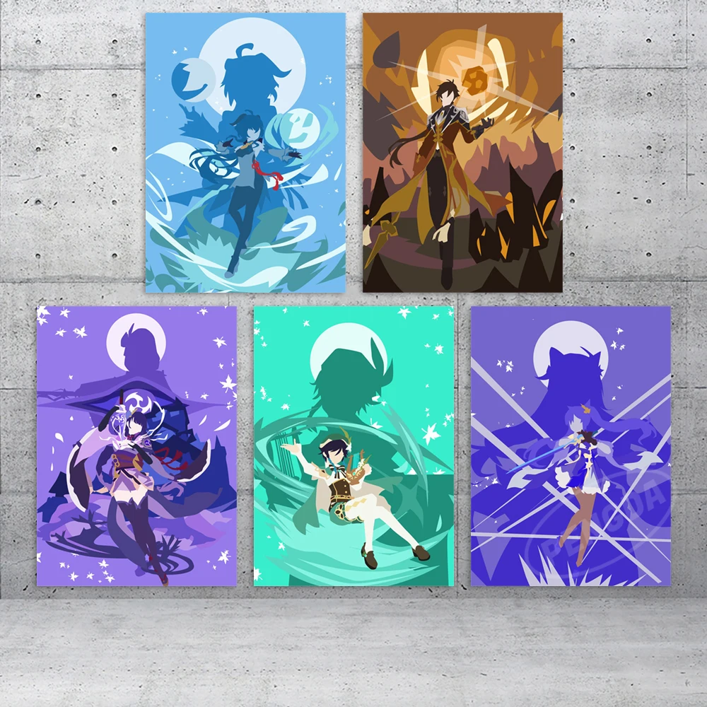 

Canvas Diluc Ragnvindr Poster Genshin Impact Painting Wall Art Morax Prints Modular Pictures Anime Home Decoration Living Room