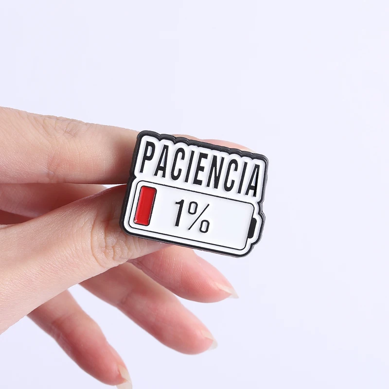 Paciencia 1% Funny Spanish Quote Enamel Pin Red Bar Low Battery Brooch Lapel Badge Jewelry Accessories Gift for Friends Image 10