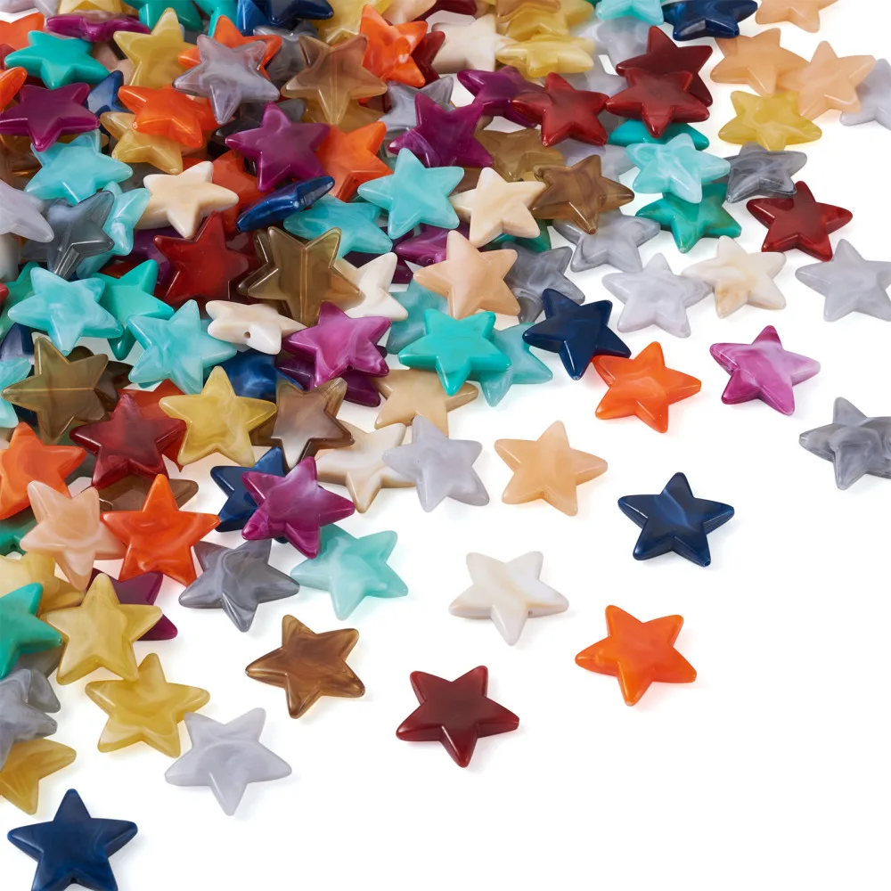 240Pcs 12 Colors Imitation Natural Stone Acrylic Beads Star Loose Spacer Charm Bead For Bracelet Necklace Jewelry DIY Accessory