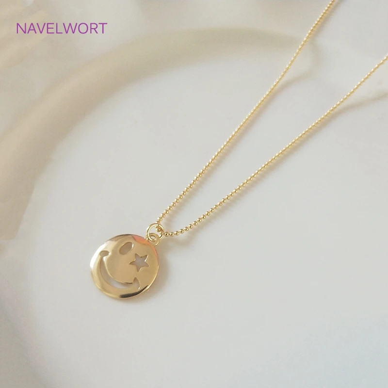 18K Gold Plated Ball Bead Necklace Chain With Lobster Clasps High