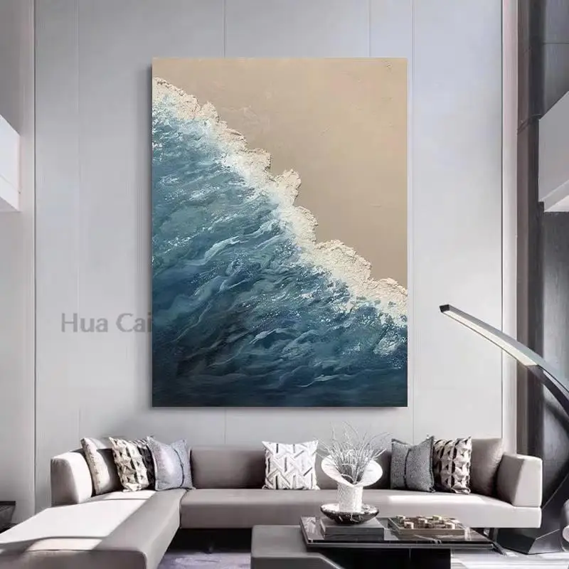 

Modern Art Sea Wave Natural Scenery Wall Pictures For Living Room Decor Unframed 3d Hand Painted Artwork Canvas Oil Painting