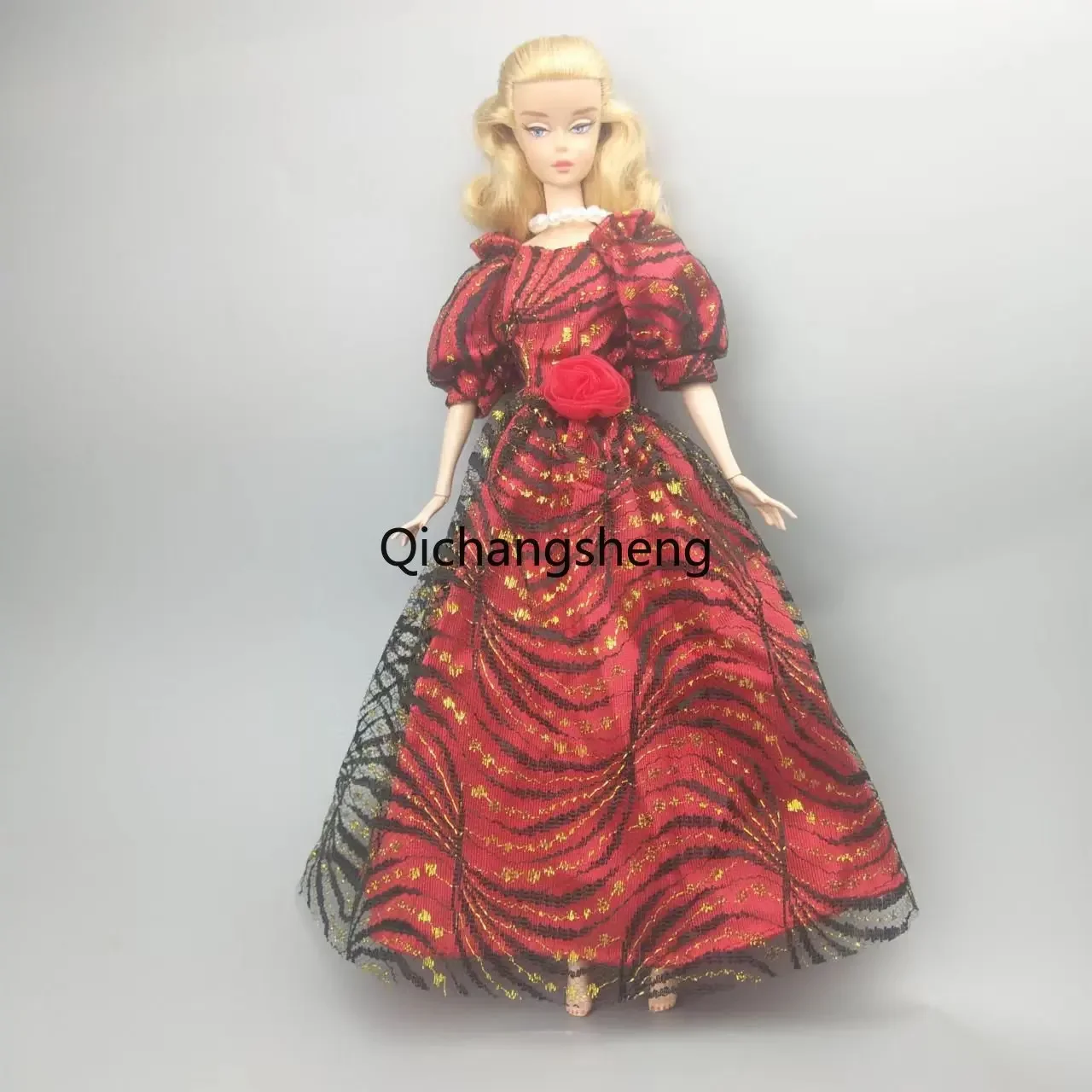 

Red Black Puff Sleeve 1/6 BJD Doll Clothes For Barbie Outfits For Barbie Princess Dress Party Gown 11.5" Dolls Accessories Toys