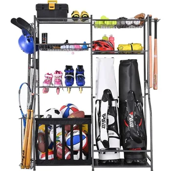 Garage Sports Equipment Storage, 2 Golf Bag Storage Stand and Other Sports Equipment Storage Rack, Garage Organizer System 1