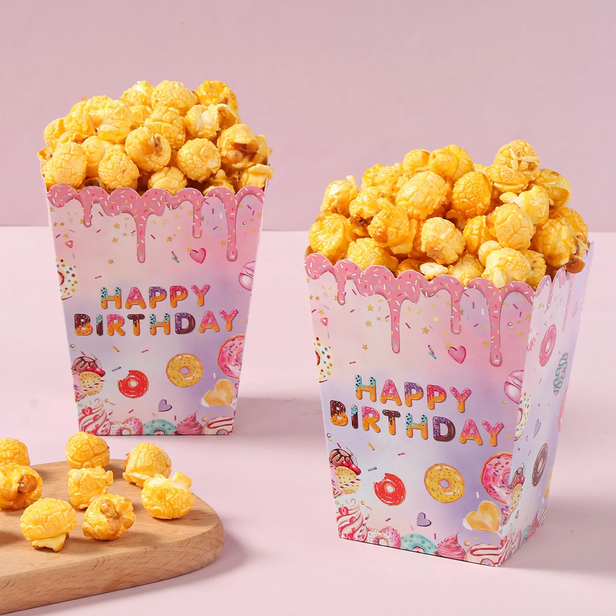 Donut Popcorn Box Sweet Theme Candy Cookie Box for Kids