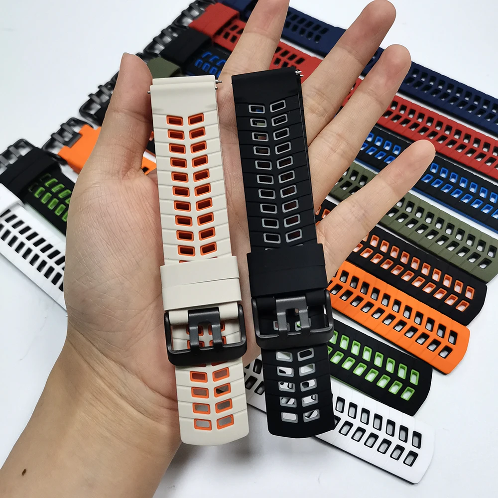 Premium 22mm Soft Silicone Sport Watch Strap - Versatile and Durable Wristband Replacement