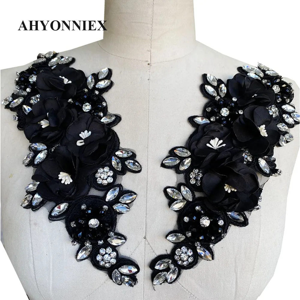 10 Pezzi di Fiori di Paillettes Che bordano l'applique, Applique di Fiori di Cristallo con Perline da Cucire su Toppa di Stoffa for Abbigliamento, Scarpe da Sera, Borse di Jeans, Accessori Fai