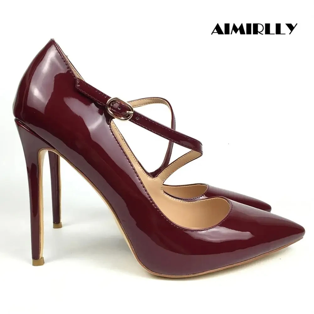 Fashion Women's Shoes Pointed Toe High Heels Pumps Elegant Stilettos Ladies Work Career Dress Shoes Cross Strap plus size women shoes fashion pointed toe platform heels patent leather dress high heels women pumps mary jane shoes red heels