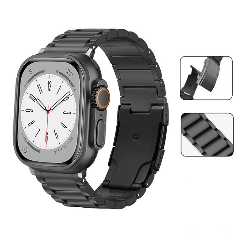 

Ремешок титановый для Apple Watch band 44 мм 49 мм 45 мм 40 мм 41 мм 45 44 мм, звеньевой браслет для iWatch Series 9 6 7 8 ultra 2 SE band