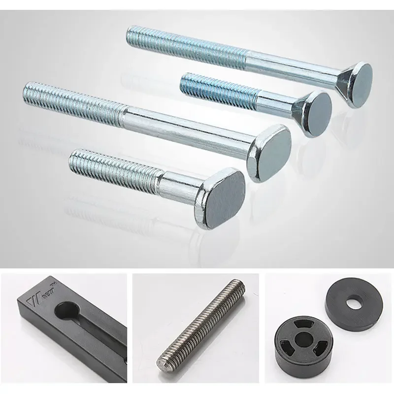 M6 T Screw Woodworking Tool Feather Boards T Screw Slider Stainless Steel T-Track Sliding Feather Board Retaining Ring Washers