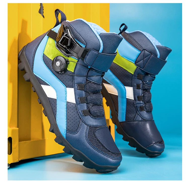 Riding boots, motorcycle mesh breathable off-road men's and women's leather rally boots, waterproof motorcycle equipment, summer