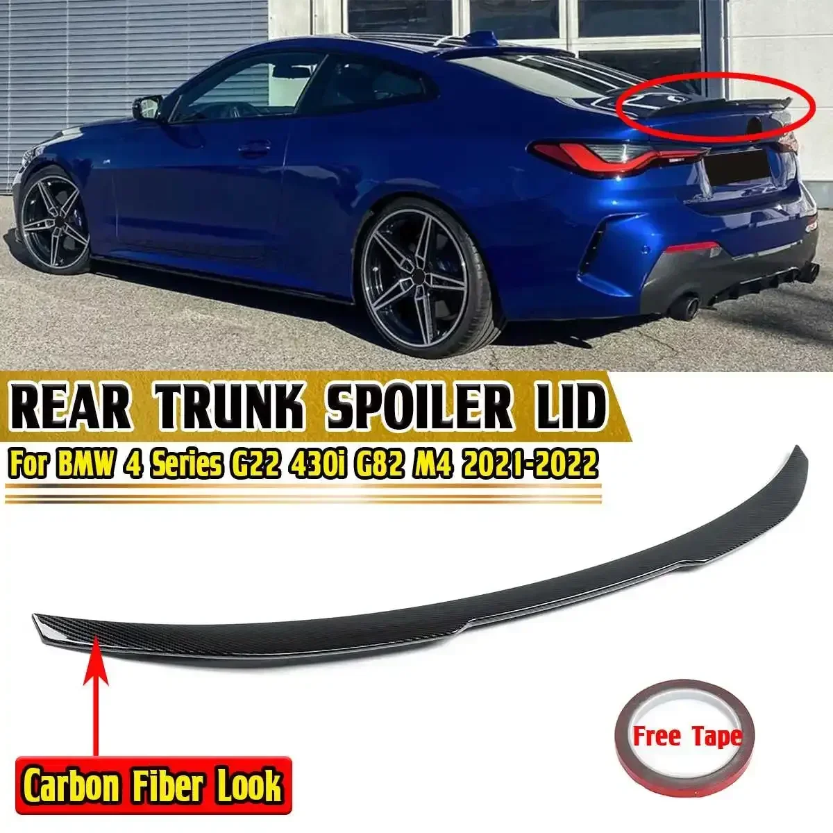 

G22 M4 PSM Style Car Rear Spoiler Wing Lip For BMW 4 Series G22 430i G82 M4 2021-2022 Car Rear Trunk Spoiler Lip Boot Body Kit