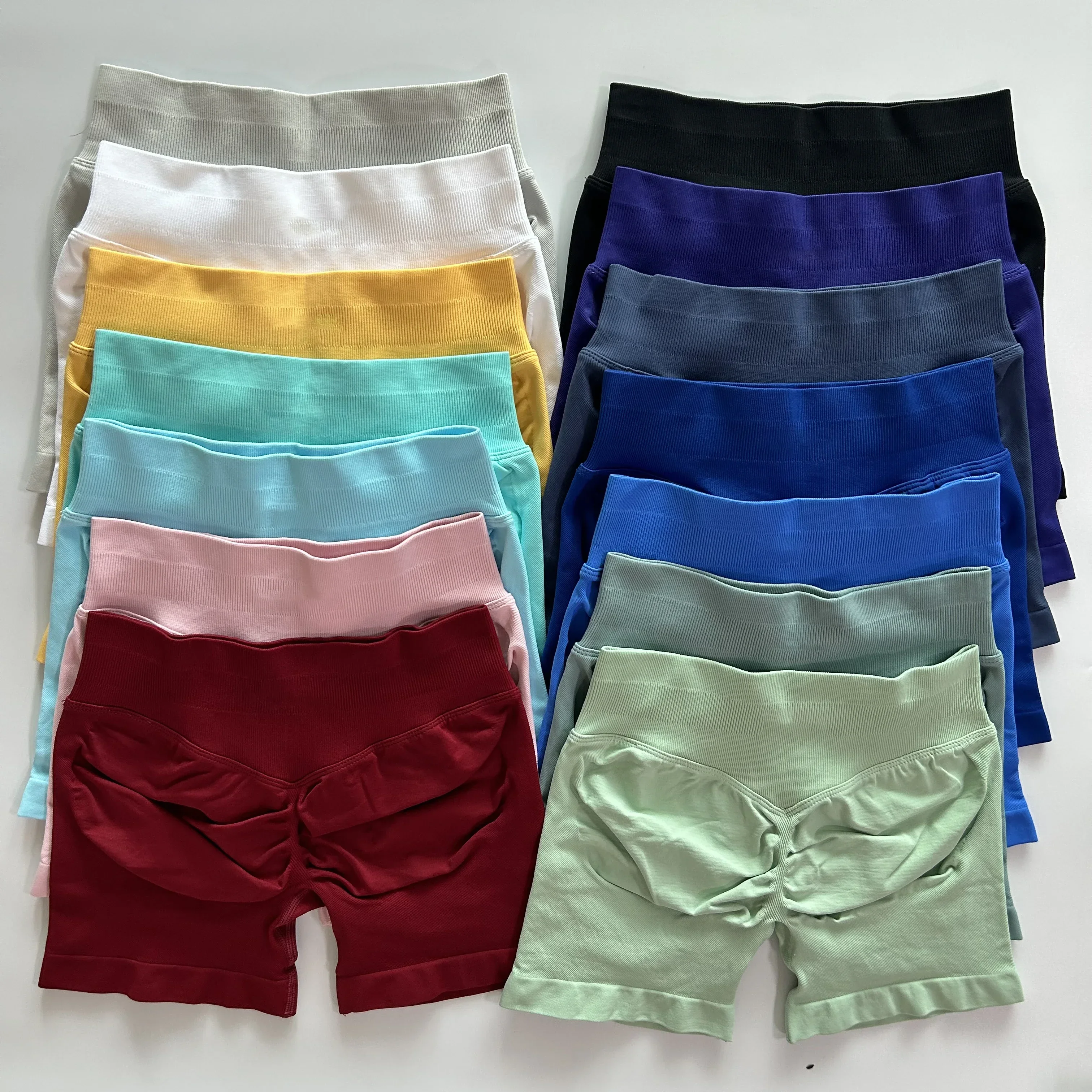 No Impact Shorts Low Ribbed Band Yoga Shorts Seamless Scrunch Bum Workout Gym Booty Running Fitness Clothes