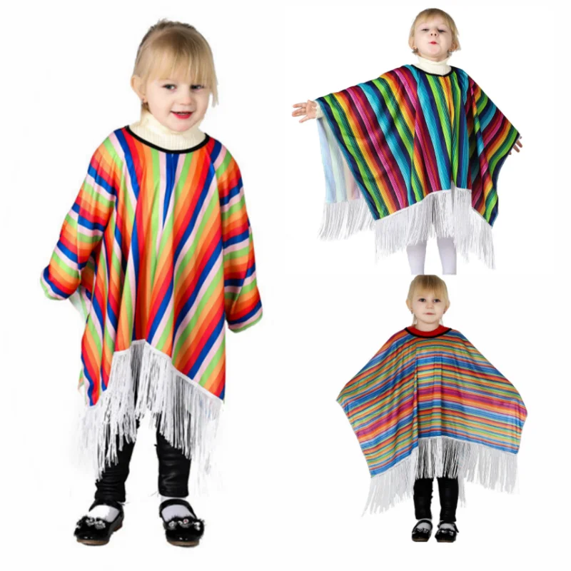 letvægt Droop sigte Mexican Poncho Children's Rainbow Stripe Costume Cosplay Festival Party  Adult Mexican Ethnic Folk Cape Cinco De Mayo Boy Girl - Cosplay Costumes -  AliExpress