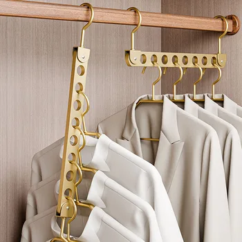 6/8 Holes Storage Rack for Clothe Hanger Organizer Foldable Rotatable Magic Metal Hangers Storage Rack Wardrobe Space Saver Hook
