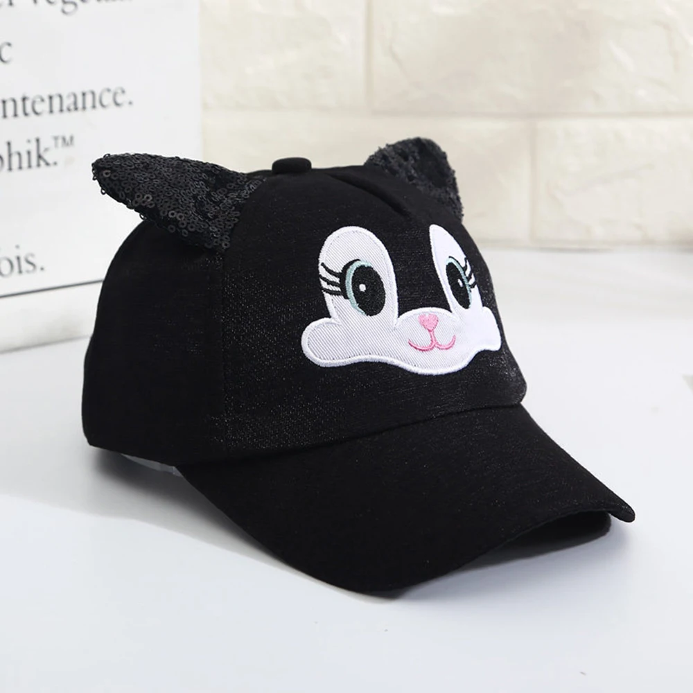 Summer Children's Caps New Cute Cartoon Cat Ear Girls Hats Adjustable Baseball Cap For Kids Children Girl Sun Hat 2-8 Years 4