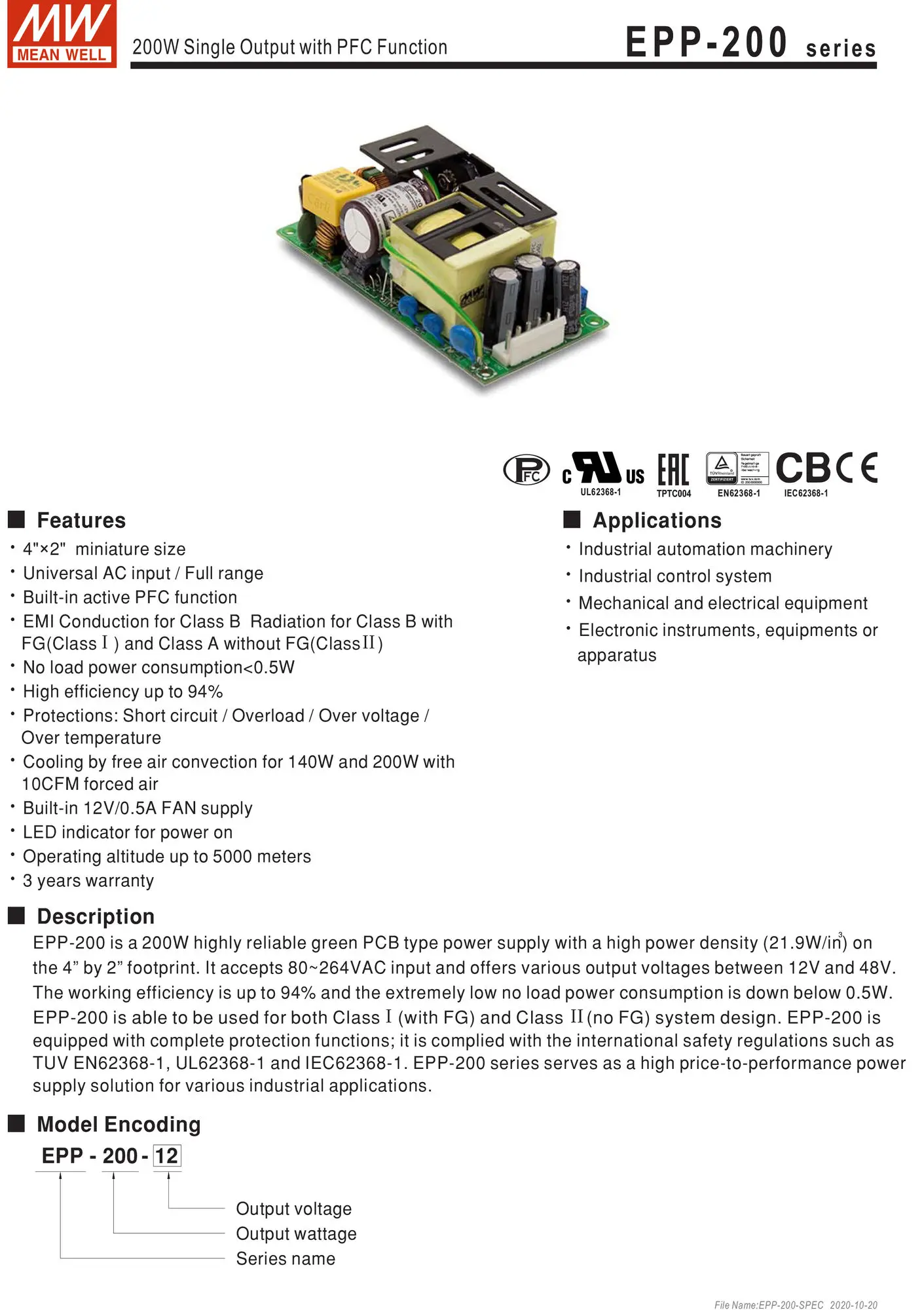 PFC Bare Board Switching Power Supply, Série