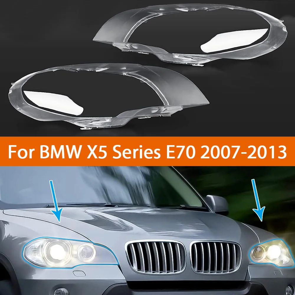 

Car Headlight Lamps Headlight Headlamp Clear Lens for BMW 5 Series X5 Series E70 2007-2013 Replacement Plastic Shell Cover