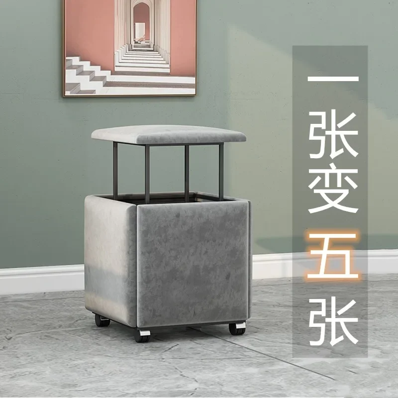 

Simple Cube Chair Sofa Stool Space-Saving Living Room Combination Stool Leather Square Chair Shoe Changing Stool Home