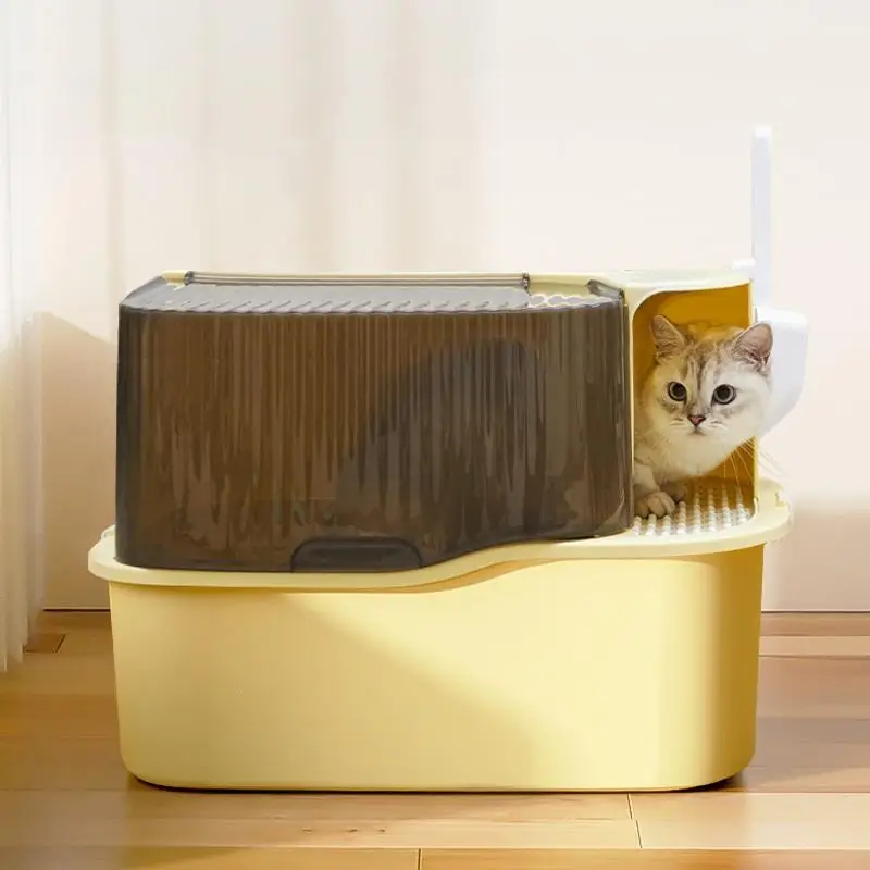 고양이 쓰레기 상자 완전 밀폐형 복도형 초대형 비말 방지 탈취 복도형 고양이 화장실