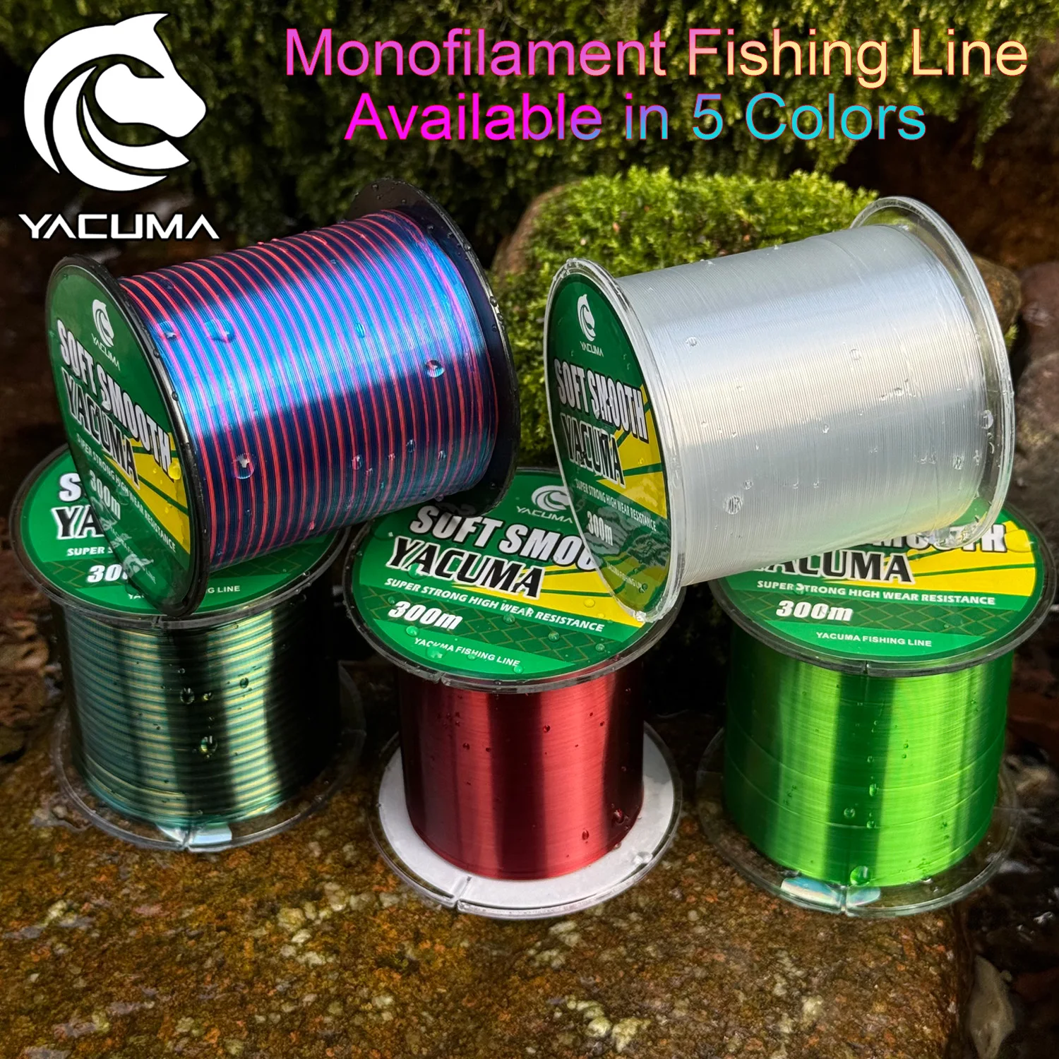 YACUMA 328YDS/546YDS Premium Monofilament Angelschnur mit Fluorocarbon-Beschichtung, Glatt und Langlebig, aus Nylon für Süß- und Salzwasser