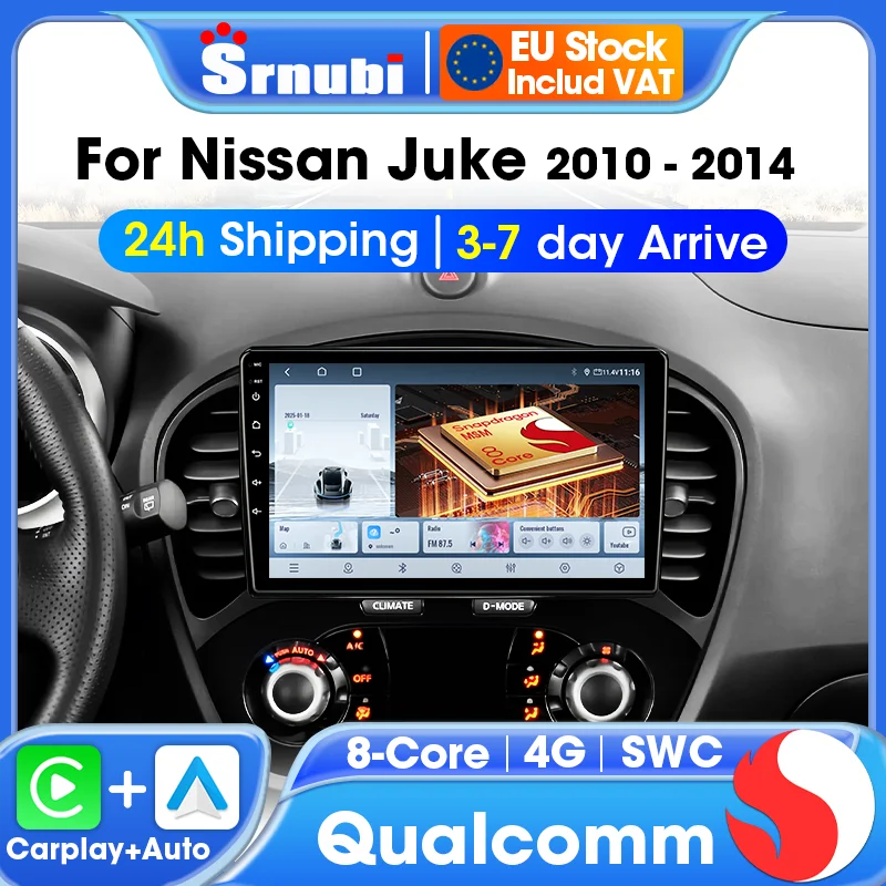 Autoradio für Nissan Juke YF15 2010 2011 2012 2013 2014, Carplay Android Auto Multimedia GPS Navigation Autoradio BT5.0 Head Unit