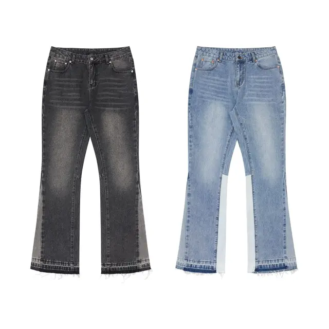 Jean vintage JBP pour homme, coupe droite, jambe large, pantalon long décontracté, streetwear, en denim de coton, taille mi-haute, fermeture éclair 1