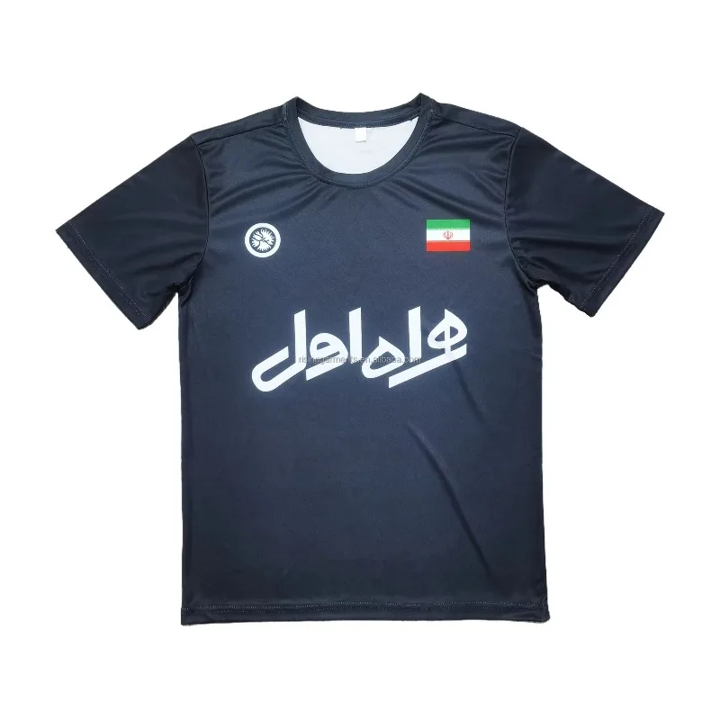 Kinder-T-Shirt für den Wrestling-Trainingsplatz der Iranischen Nationalmannschaft, Marineblaues Kurzarm-Oberteil, Ideal für Sportübungen & Fitnessbekleidung Moto