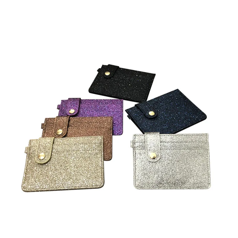

Multi-card Slot Coin Money Holder Wallet PU Leather Ultra-thin Men Women Gold Silver Shiny Credit Card Holder Purse Case Bags
