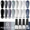 Mtssii 8pcs Purple Gel Nail Polish Set Nude Pink Gel Varnishes Kit Glitter Soak Off Uv Led Gel Semi Permanent Nail Art GelSet 5