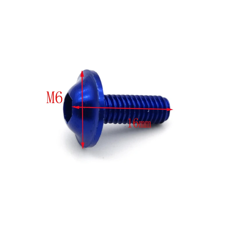 Motorcycle Screws 10pcs M6 x 16mm Aluminum Blue Anodised 20mm Red M6 Cap Head