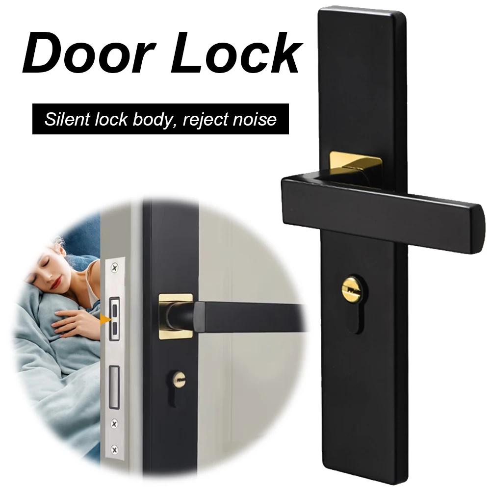 Description Picture 6 of itemMute Door Lock Anti-theft Mechanical Door Lock Split Handle Door Knobs Lock with Keys Security Entrance for Interior Wood Door