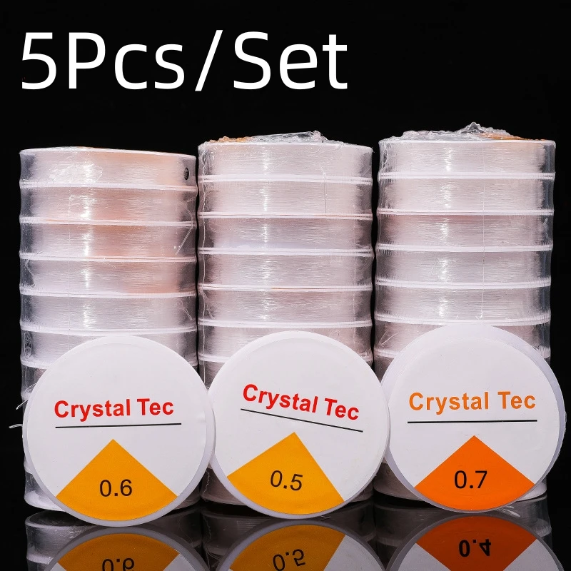 5Pcs/set 0.5-1.0mm Bead Fishing Line Bracelets, DIY Crystal Tec Elastic ...