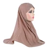 H016 Beautiful adults medium size muslim hijab with handmade beads islamic scarf shawl headscarf hat armia pull on wrap 1