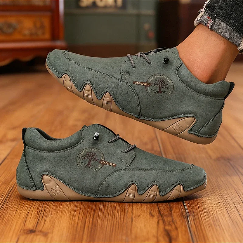 Men's Shoes Four Season New Soft Soled Loafers Low Cut Handmade Leather Sneaker Breathable Anti Slip Bottom Casual Ankle Boots