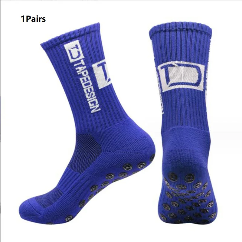 Football socks new ANTI SLIP Tape design mid calf non-slip soccer sport cycling sports men's women sock grip yoga 1 Pairs