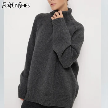 Women's Turtleneck Sweater Casual Fashion Female Knitted Woolen Thick Warm Baggy Knitted Pullover Top 2025 Autumn Winter 1