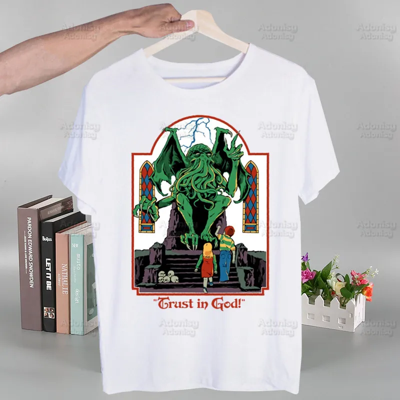 

Cthulhu Octopus T Shirts print O-Neck Short Sleeve Regular Heigh Quality Men Occult Hip-Hop Halloween Horror Lovecraft t Shirt