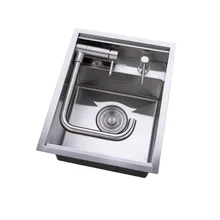 

Hidden Kitchen Sink Black Nano Small Single Tank Thickened 304 Stainless Steel Washbasin 35x45cm with Faucet and Accessories