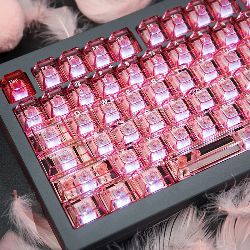 Echome-abs Custom Keyboard Cap Cereja Perfil Key Cap Ágata Rosa Keycap Transparente Acessórios de Teclado Mecânico Rainy75