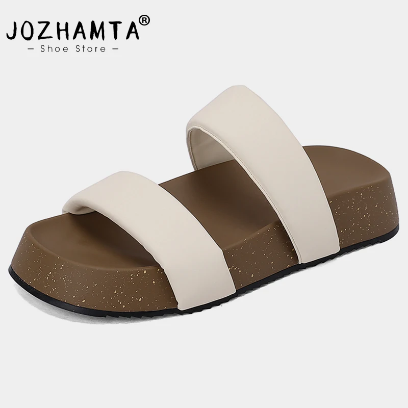 

JOZHAMTA Size 35-40 Women Slippers Casual Wedges Heels Summer Shoes For Women 2023 Platform Sandals Low Heel Home Outdoor Slides