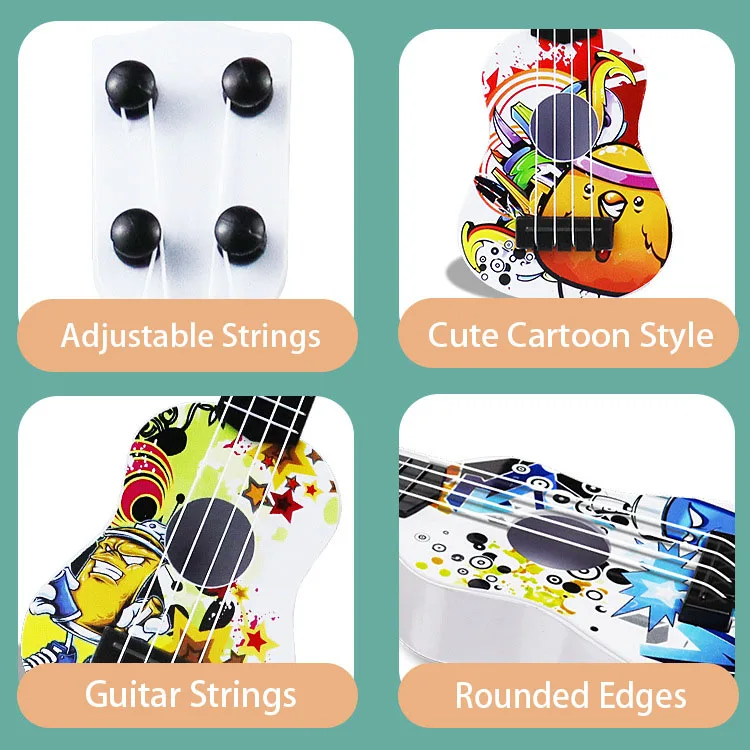 Children Simulation Guitar Mini 4 Strings Ukulele Musical Instruments Toy Kids Guitar Beginners Baby Early Education Toy Gift 6