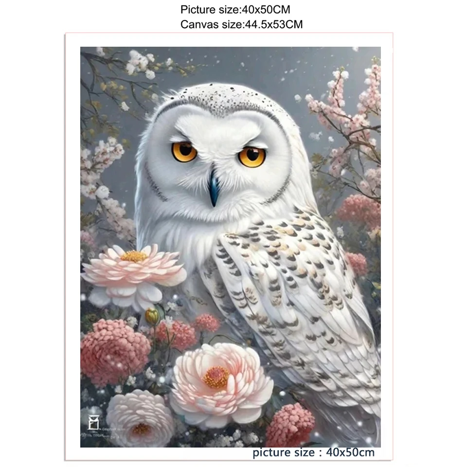 5D Diamond Painting Animal Snow White Owl Flower Mosaic Rhinestone Embroidery Kit Cross stitch Living Room Art Decor Y1435