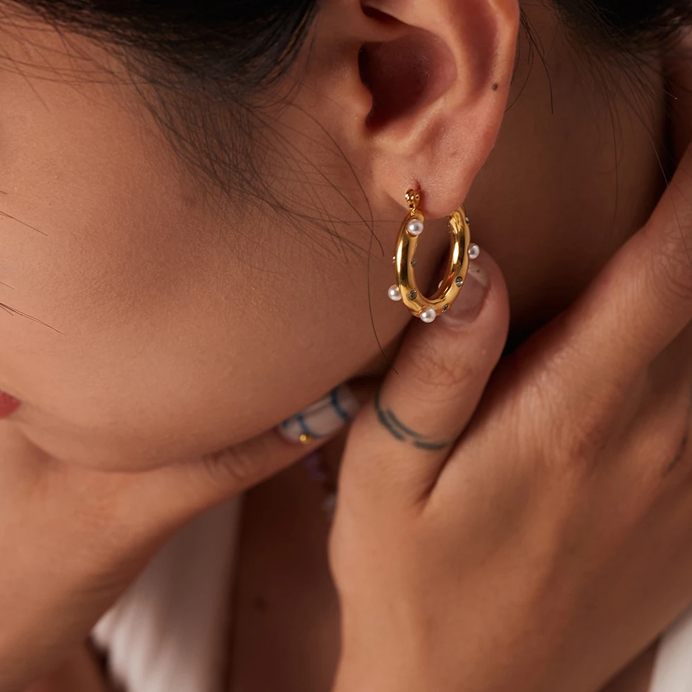 Gucci 18k Gold Earrings|luxury Stainless Steel Cubic