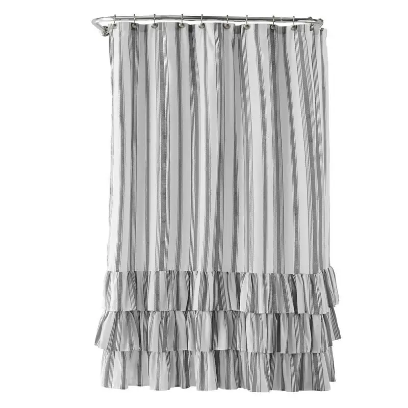 

Ruffle Printed Polyester Fabric Shower Curtain, Charcoal/White, 72 Cortina de ducha de baño Totoro bathroom Bath curtain Dog sh
