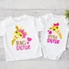 Big Sister Little Brother Family Matching Clothes Giraffe Print Boys Girls T-shirt Toddler Romper KidsTops Short Sleeve Outfits 5